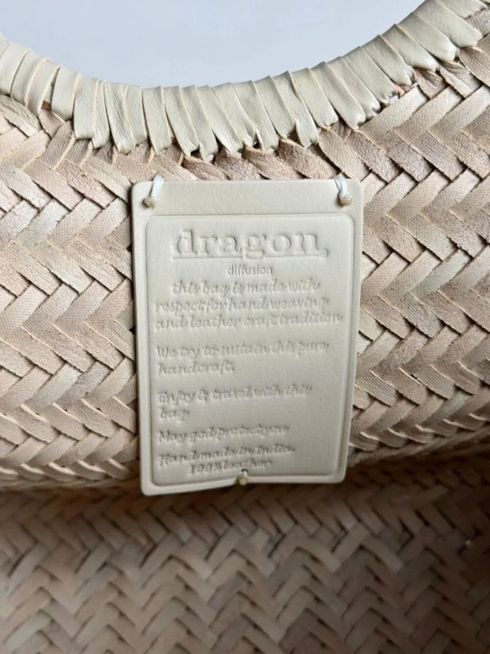 Dragon Diffusion Ivory Woven Leather Large Tote Bag NWT - Picture 5 of 8